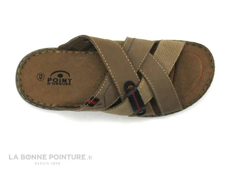 Achat chaussures Point d Orgues Homme Mule Sabot et Tong, vente Point d Orgues EVION 17 marron - Mule Homme  - Brides croisees