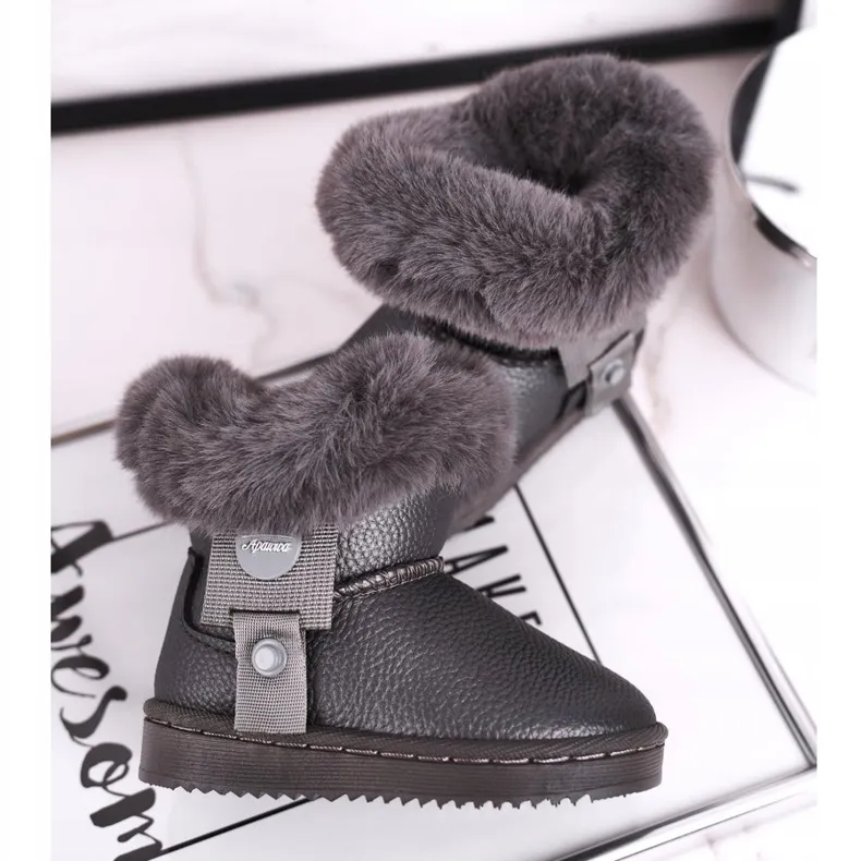 Apawwa Bottes de neige chaudes pour enfants avec fourrure Marella grey gris