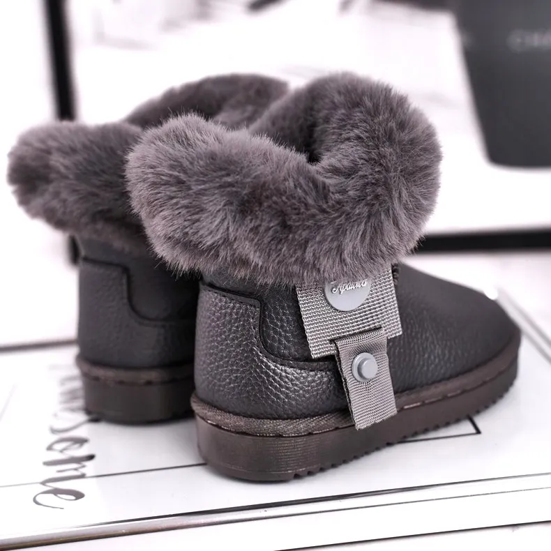 Apawwa Bottes de neige chaudes pour enfants avec fourrure Marella grey gris