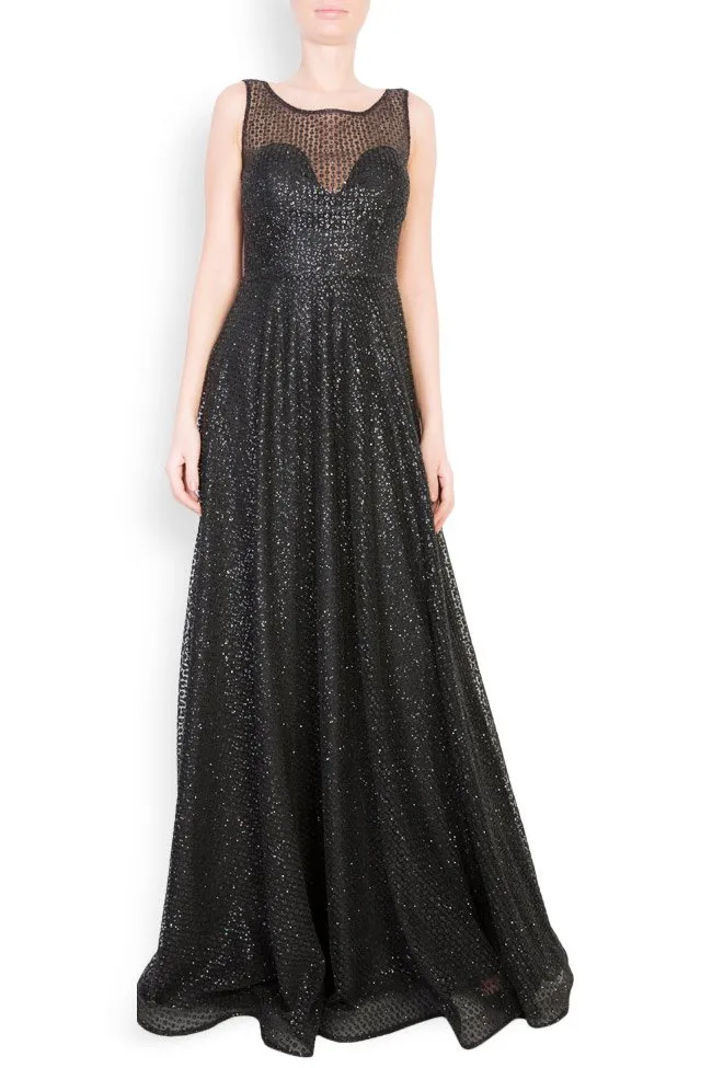 Atelier Maria Iftimoaie Robe maxi en tulle avec micro-sequins