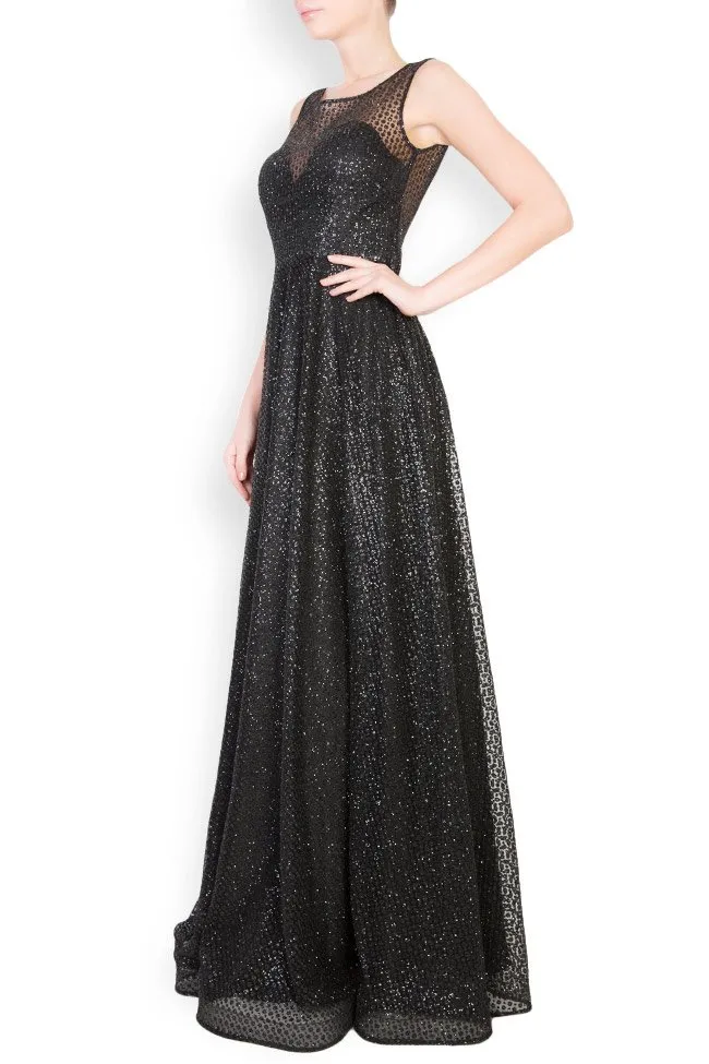 Atelier Maria Iftimoaie Robe maxi en tulle avec micro-sequins