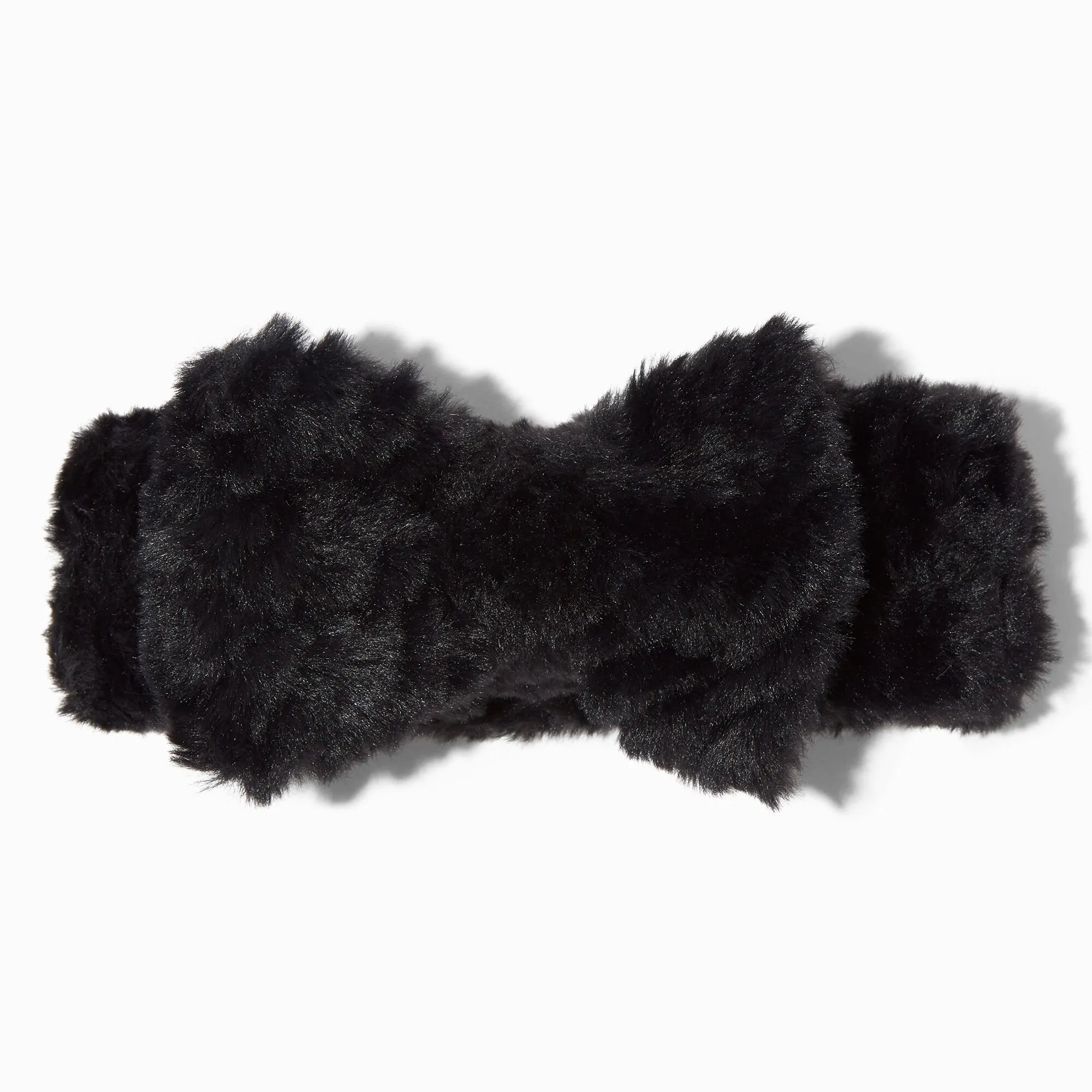 Bandeau de démaquillage à nœud en fausse fourrure noire