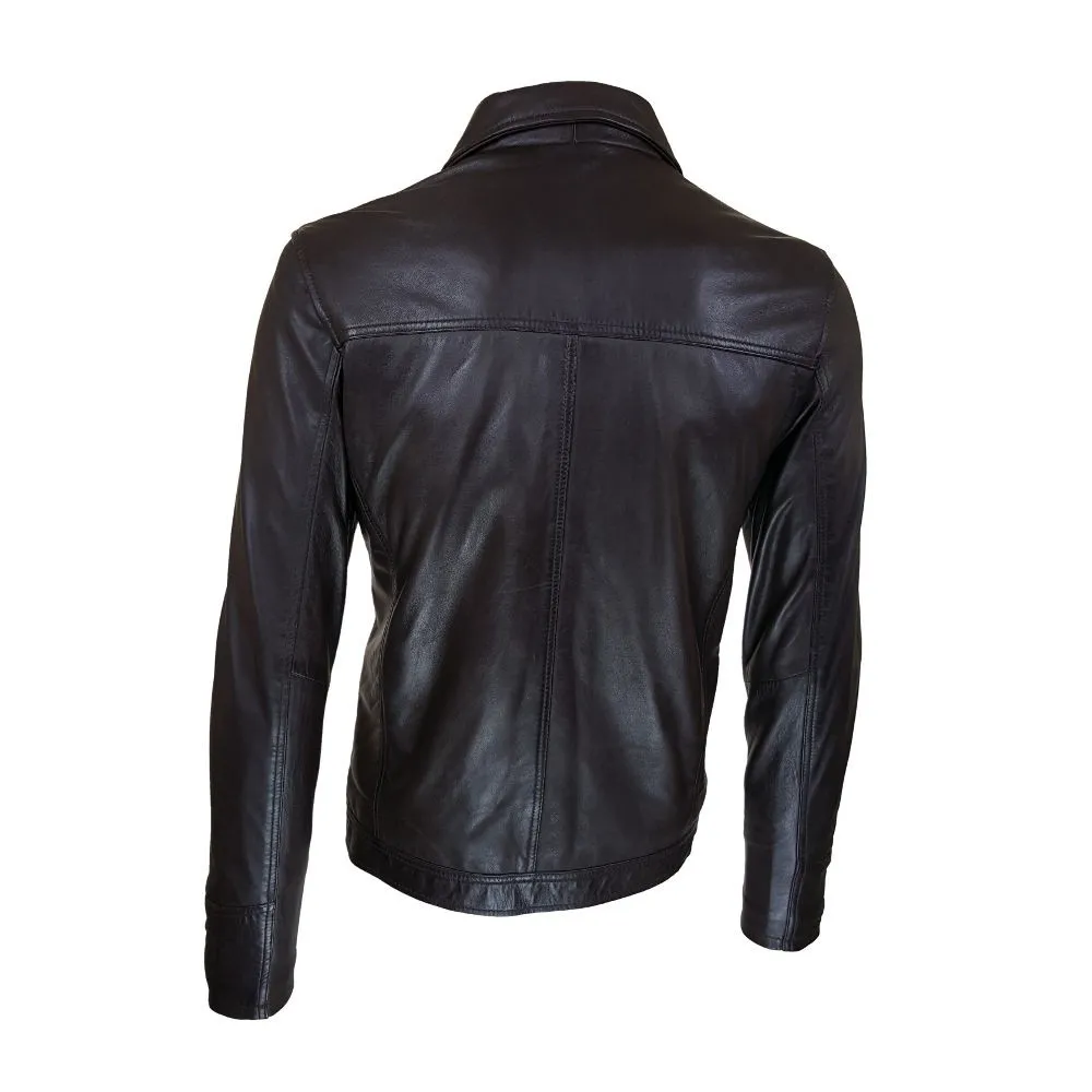 blouson homme en cuir lamdo black