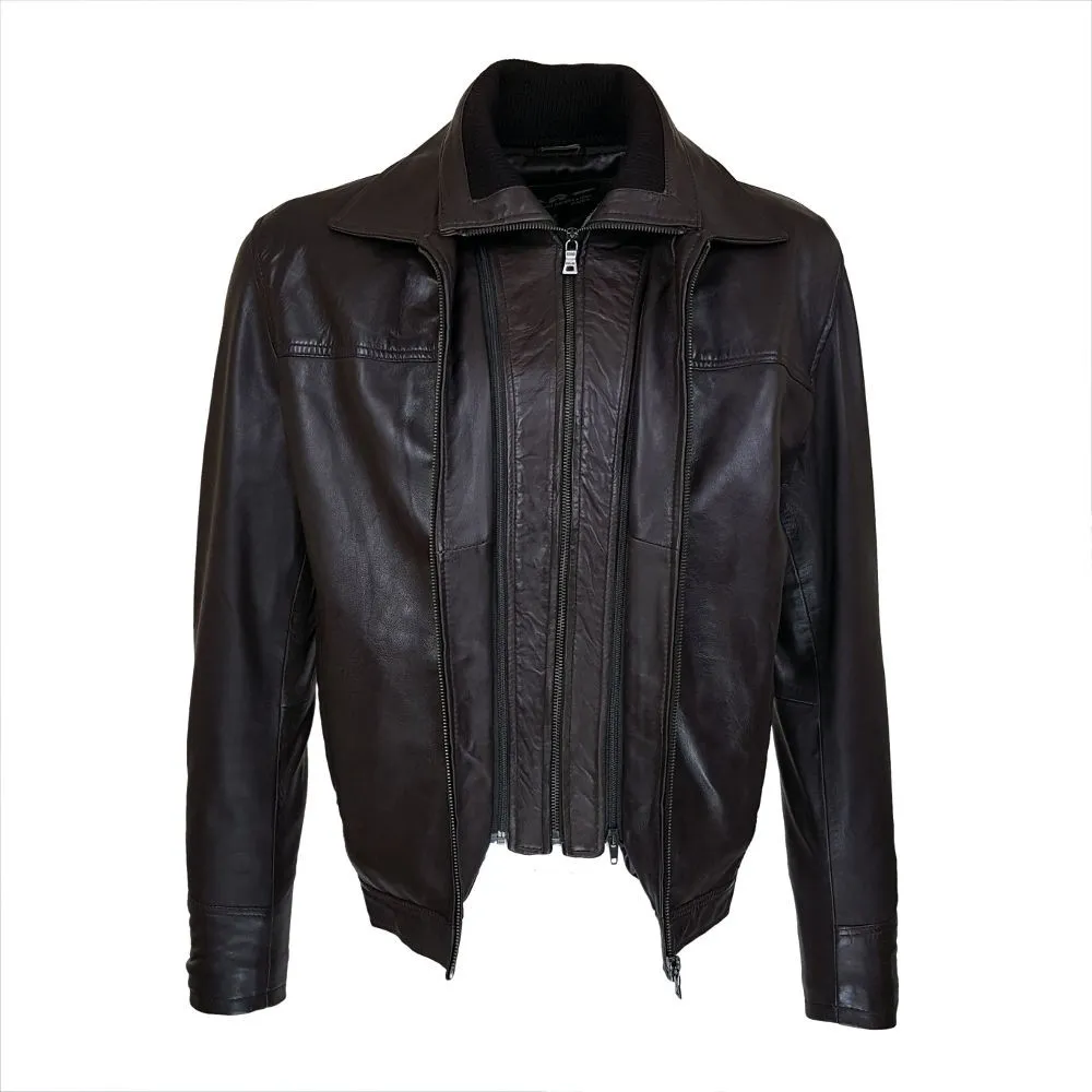 blouson homme en cuir lamdo black