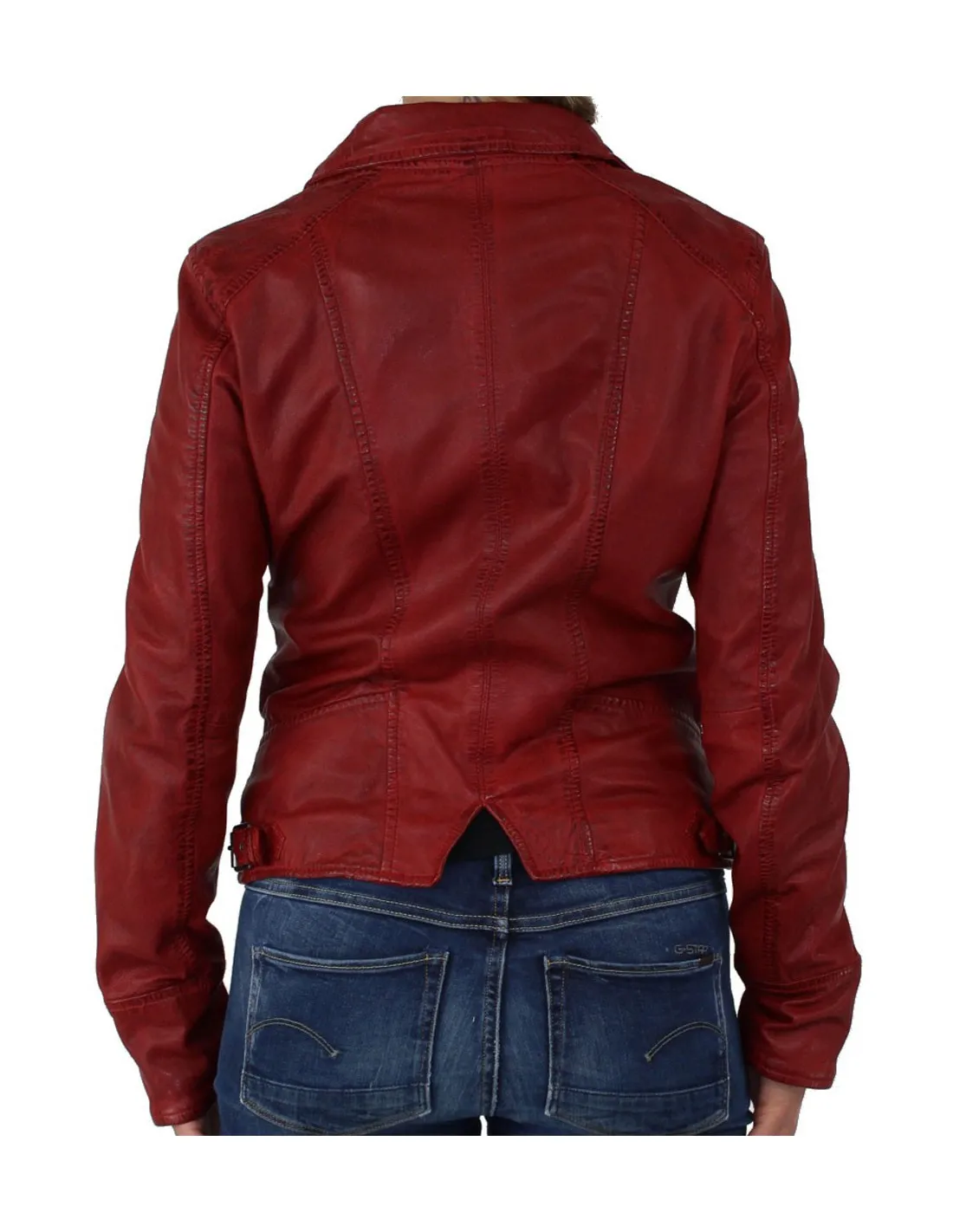 Blouson Oakwood en cuir ref_35282 Rouge