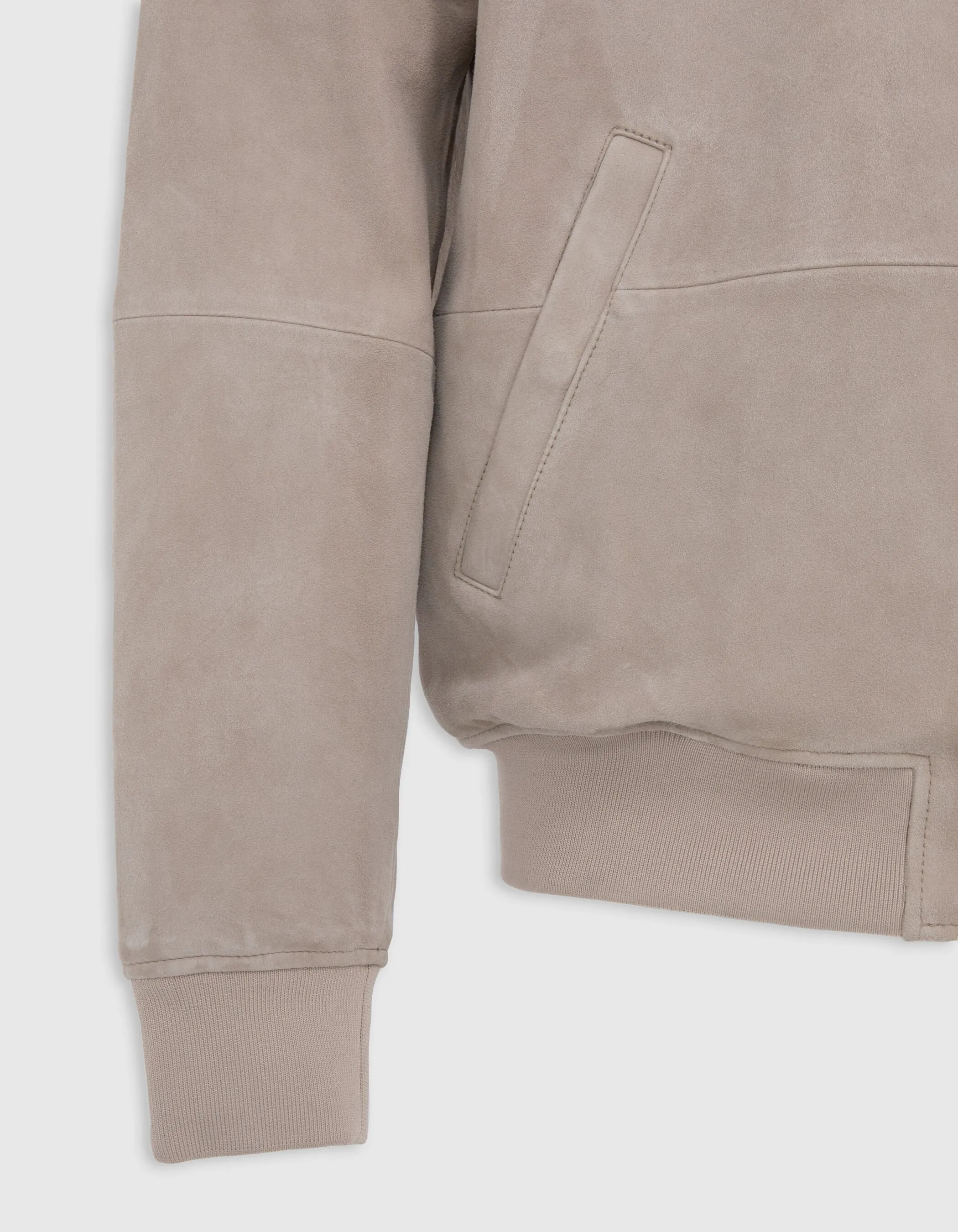 Bomber beige en cuir velours Homme