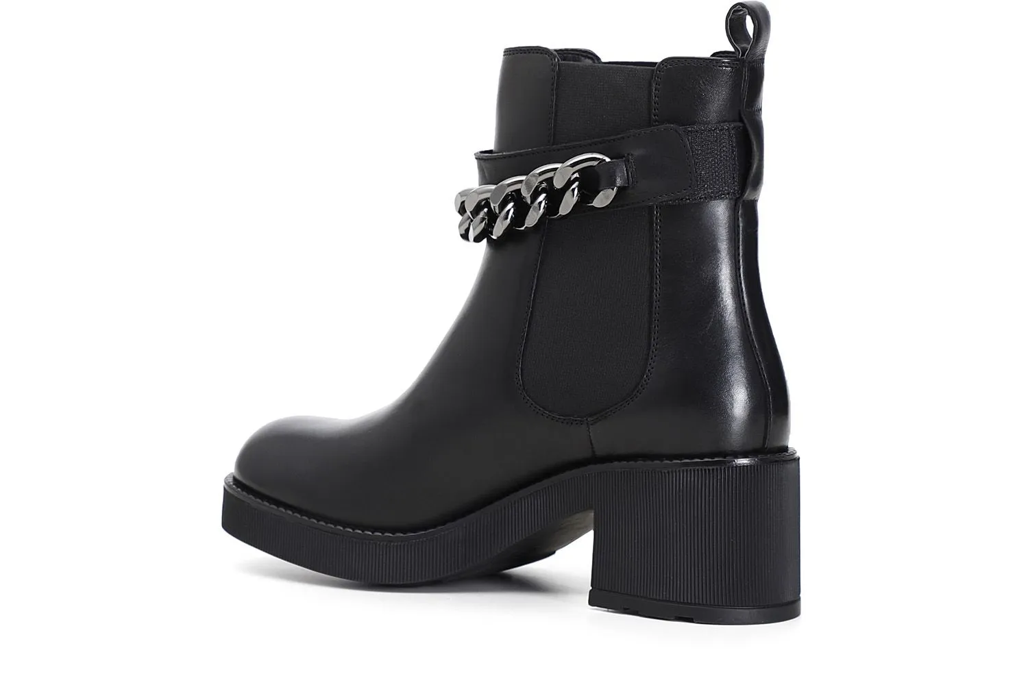 boots en cuir avec chaîne - CafèNoir