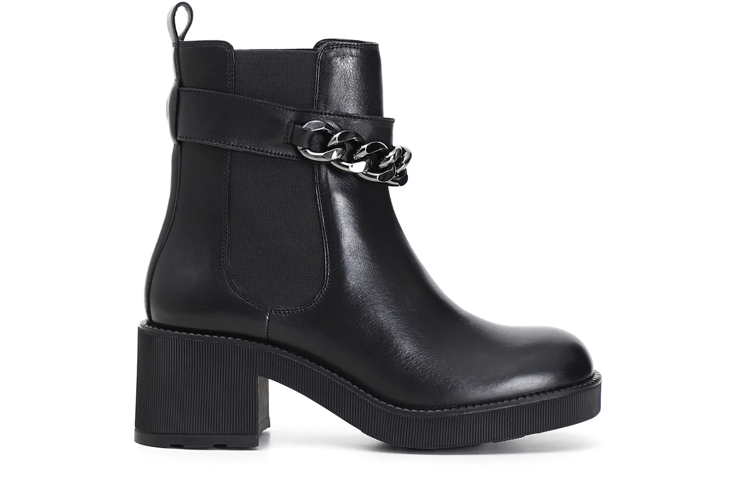 boots en cuir avec chaîne - CafèNoir