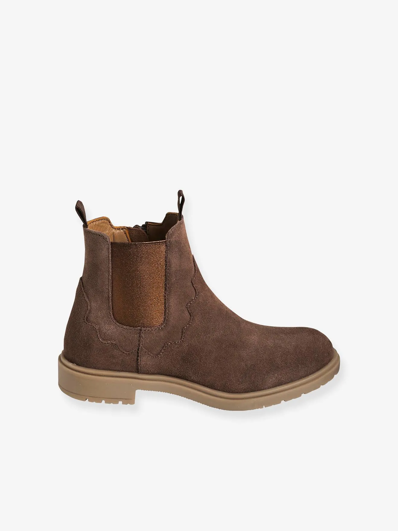 Boots en cuir fille marron - Vertbaudet