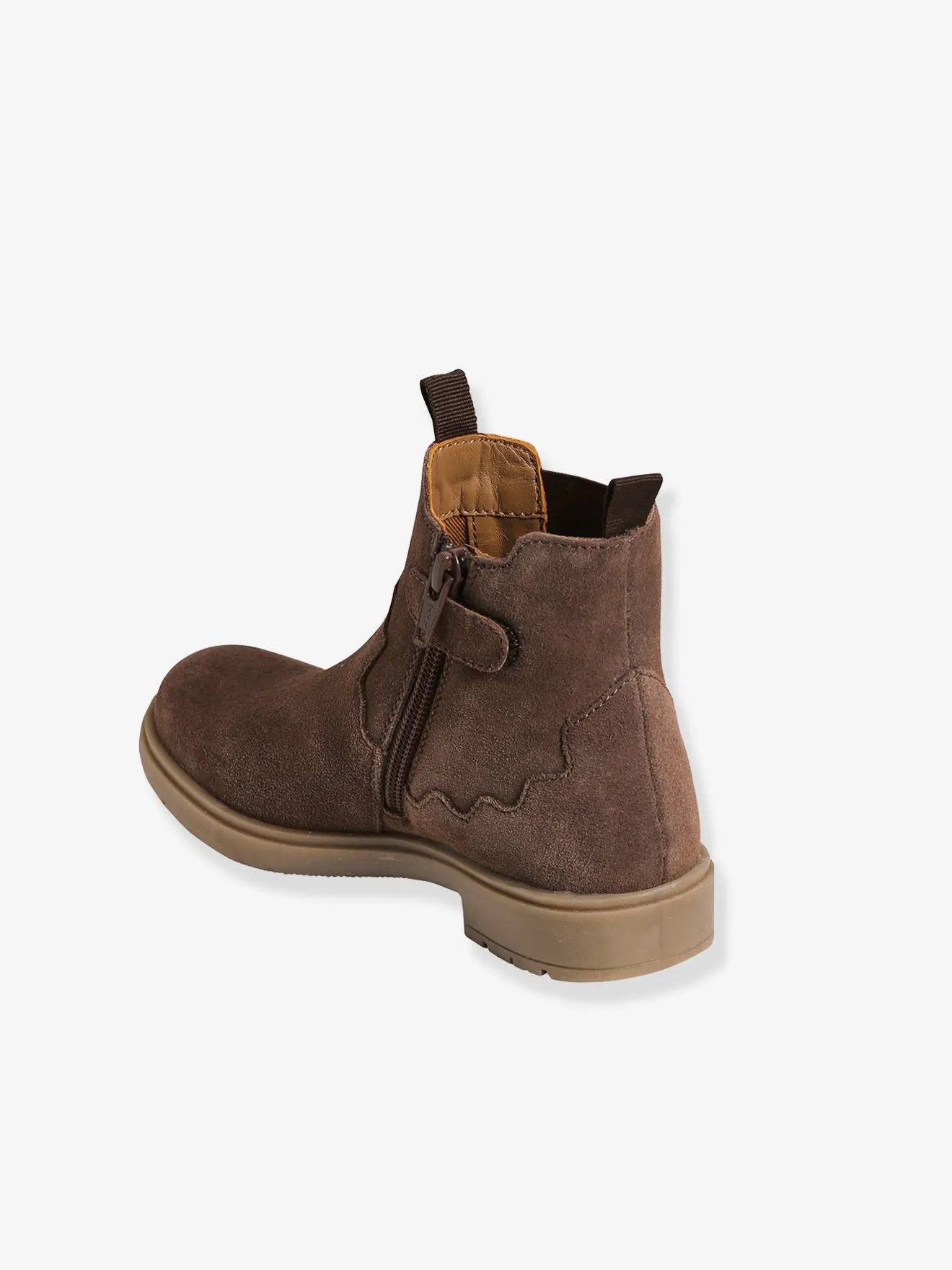 Boots en cuir fille marron - Vertbaudet