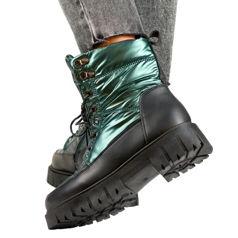 Bottes d'hiver épaisses et isolées pour femme vert