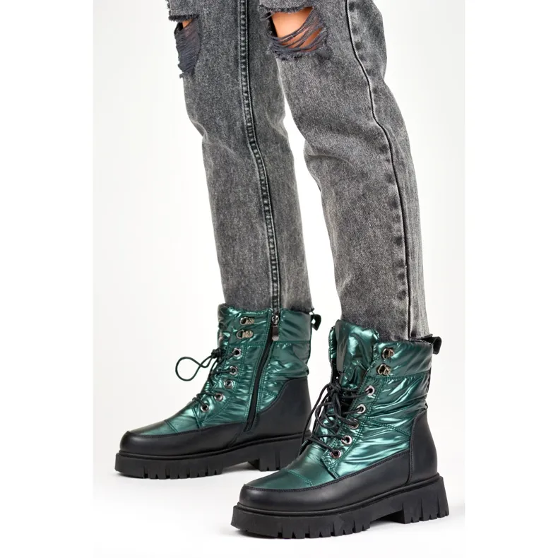 Bottes d'hiver épaisses et isolées pour femme vert