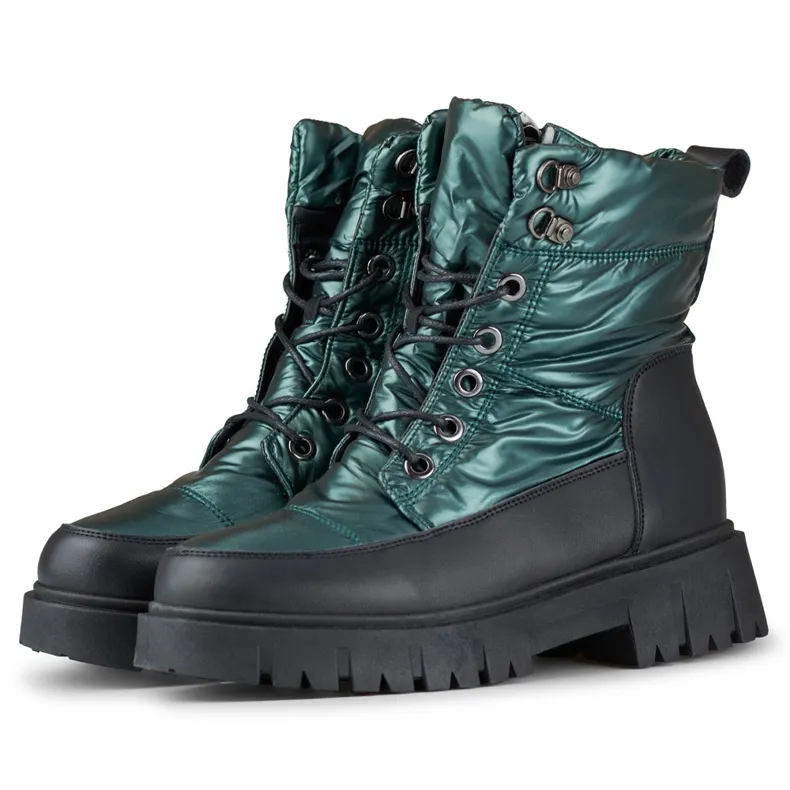 Bottes d'hiver épaisses et isolées pour femme vert