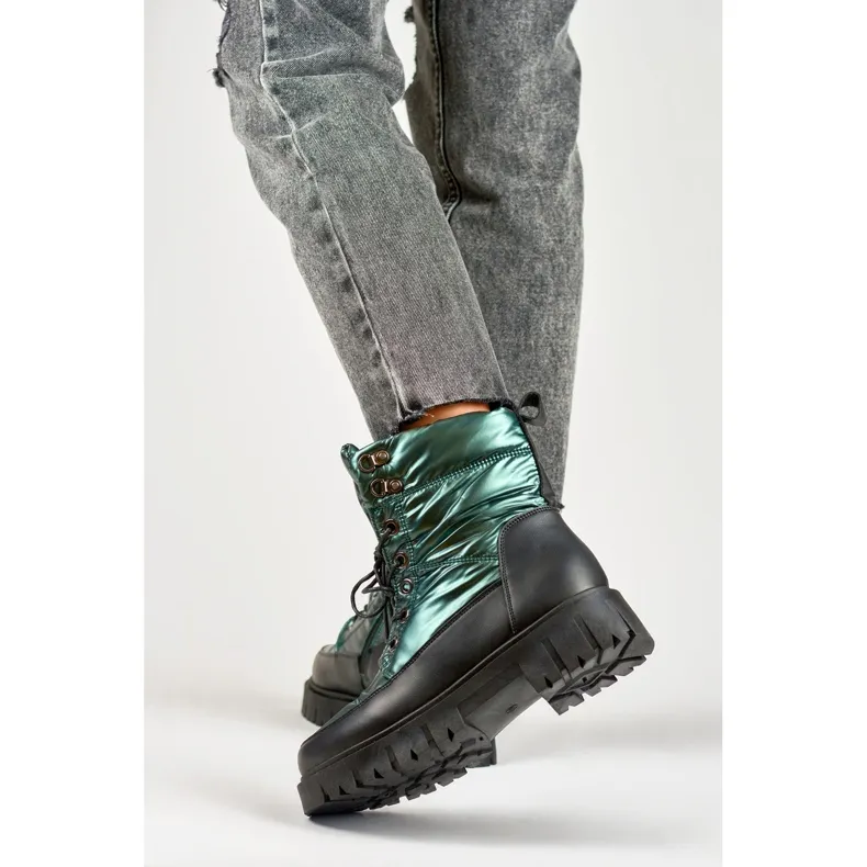 Bottes d'hiver épaisses et isolées pour femme vert