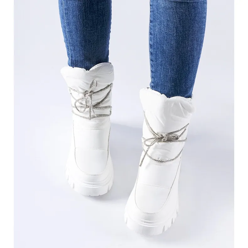 Bottines de neige blanches avec strass Pettenasco