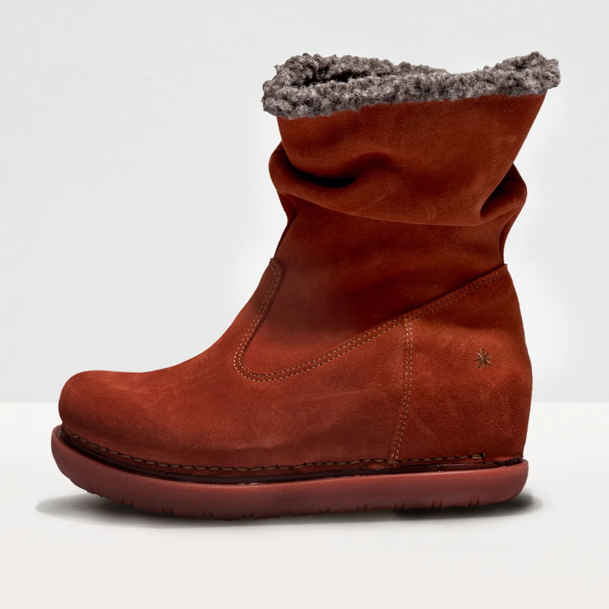 Bottines plateforme en cuir suédé - Rouge