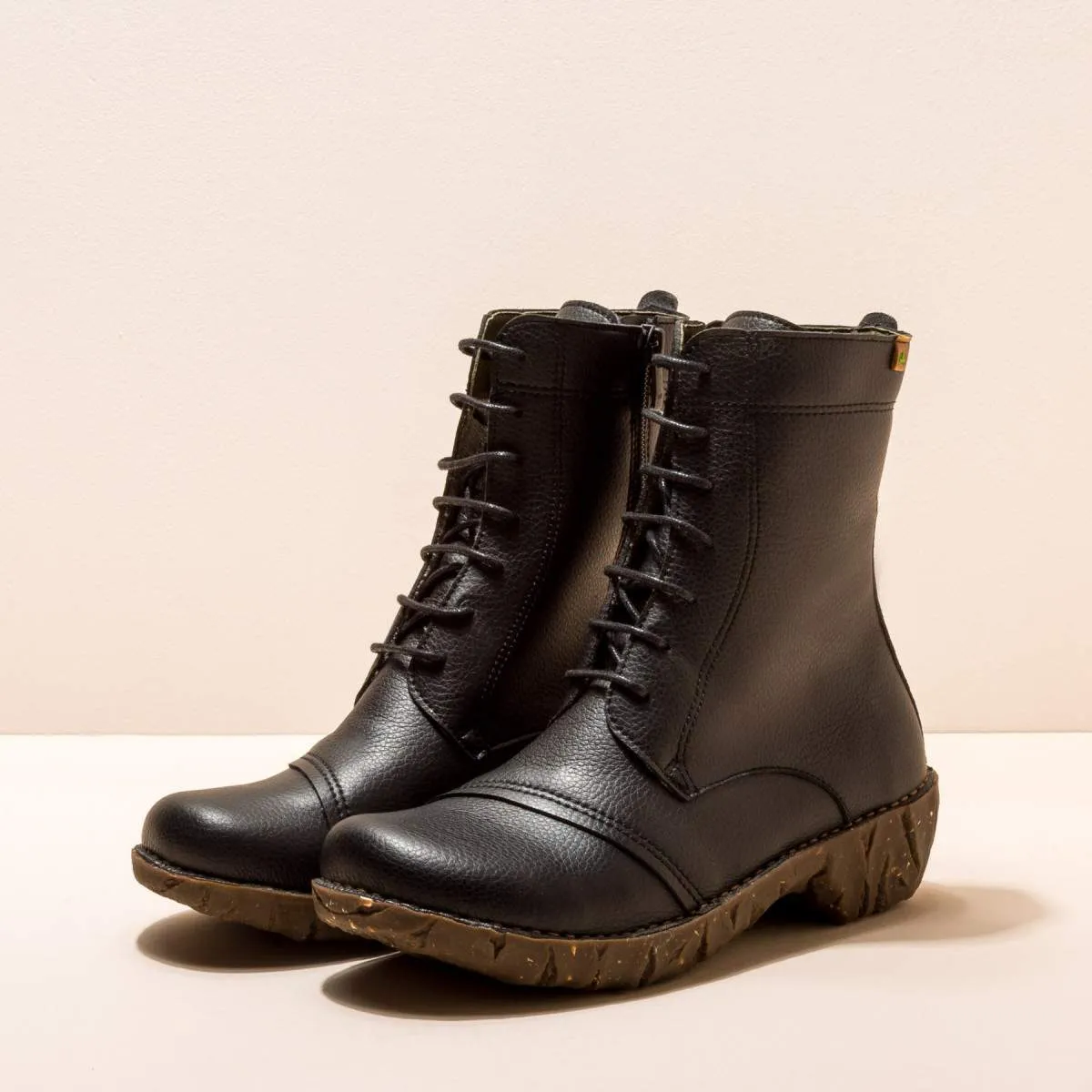 Bottines à lacets vegan style rangers - Noir