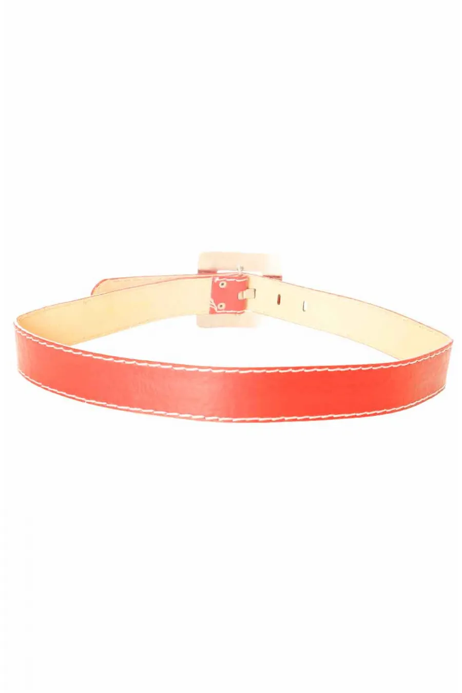 Ceinture Rouge avec couture blanche à boucle carré CE 504