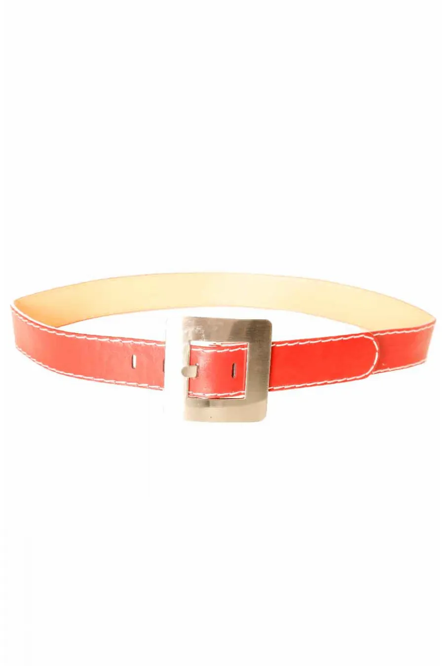 Ceinture Rouge avec couture blanche à boucle carré CE 504