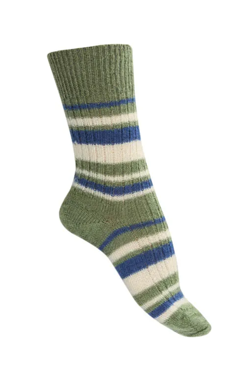 Chaussettes laine mohair rayures multicolores