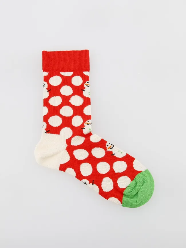 Chaussettes à pois bonhomme de neige rouge - Happy Socks | wimod