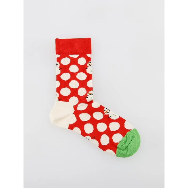 Chaussettes à pois bonhomme de neige rouge - Happy Socks | wimod