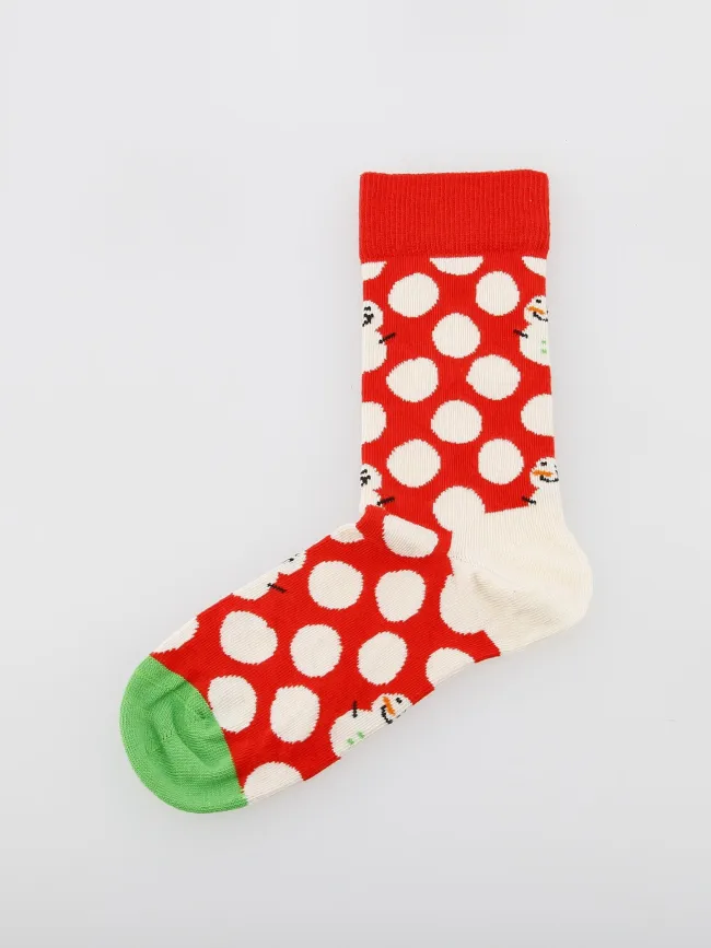 Chaussettes à pois bonhomme de neige rouge - Happy Socks | wimod