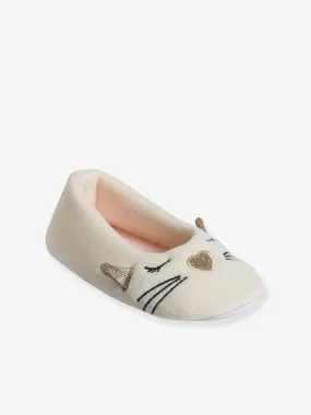 Chaussons ballerine intérieur velours enfant écru - Vertbaudet