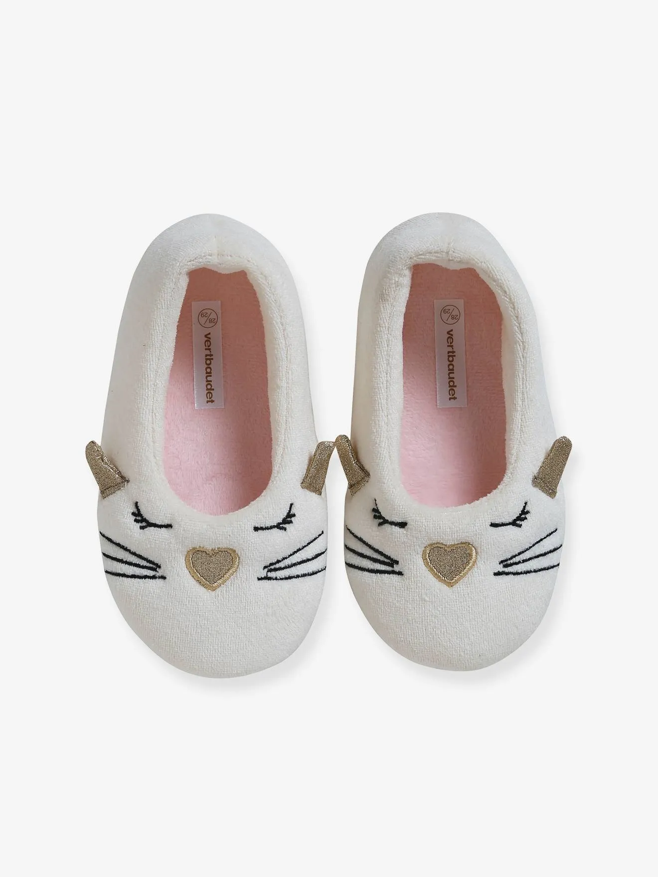 Chaussons ballerine intérieur velours enfant écru - Vertbaudet