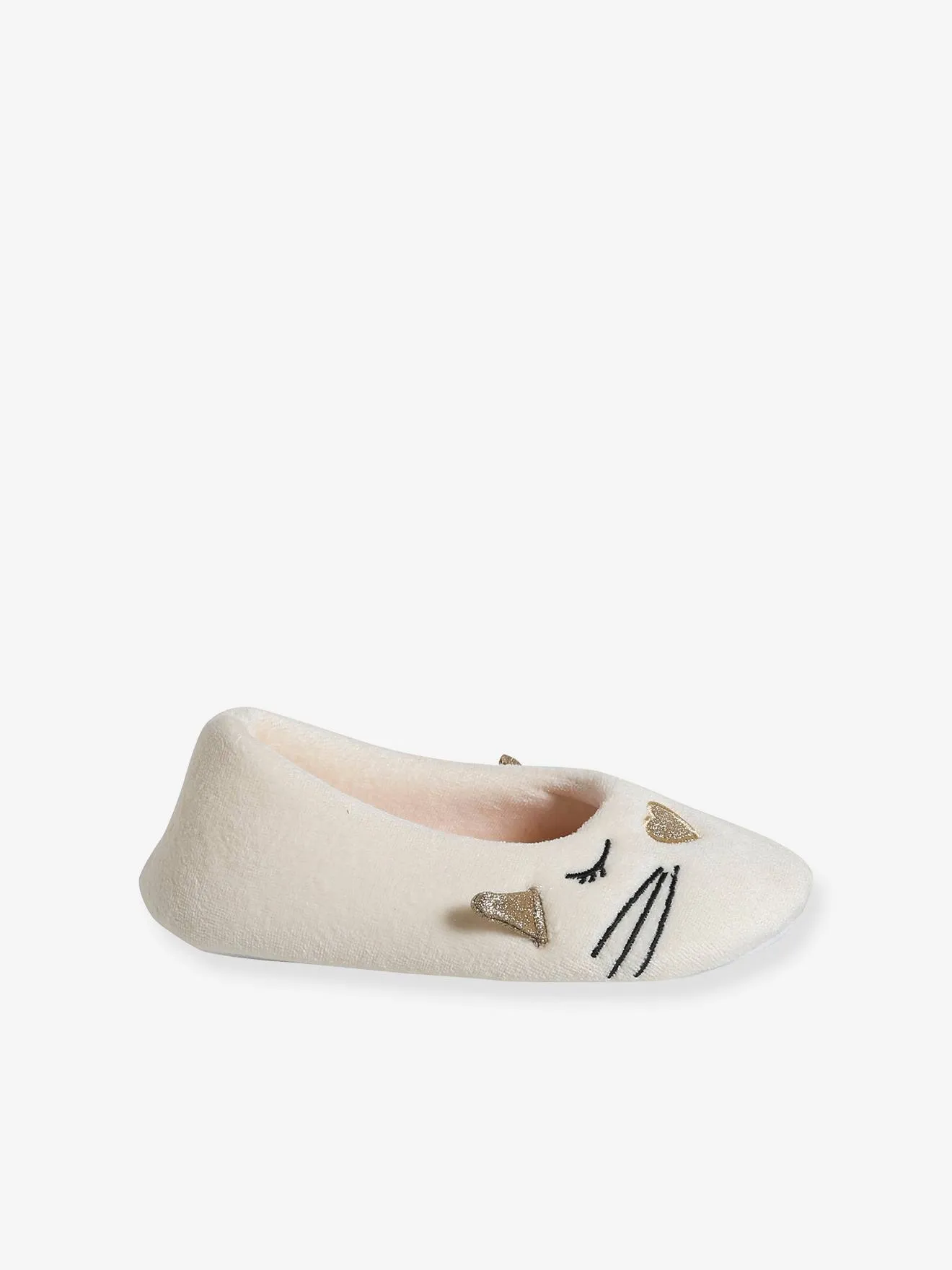 Chaussons ballerine intérieur velours enfant écru - Vertbaudet