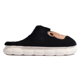 Chaussons en fourrure noire avec ours en peluche Shelovet le noir