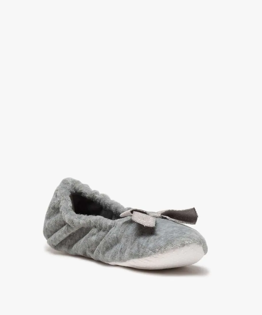 chaussons femme ballerines elastiquees en velours gris standard