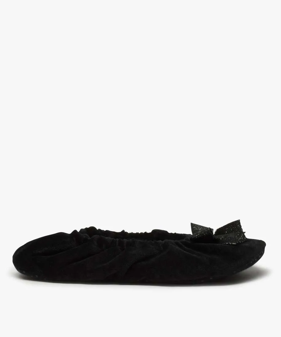 chaussons femme ballerines elastiquees en velours noir vif