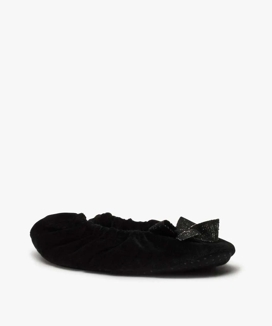 chaussons femme ballerines elastiquees en velours noir vif