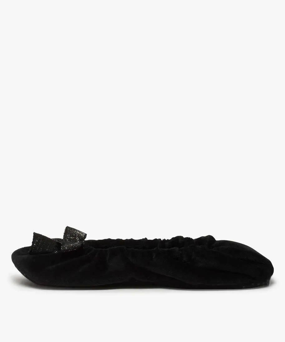 chaussons femme ballerines elastiquees en velours noir vif