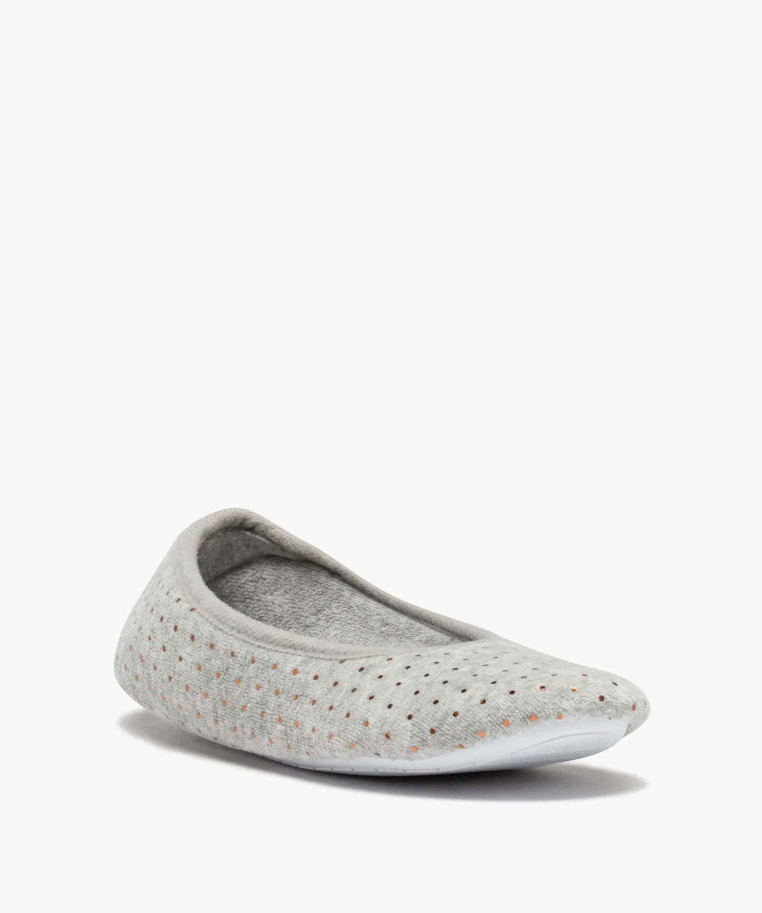 chaussons femme ballerines en velours a pois metallises gris