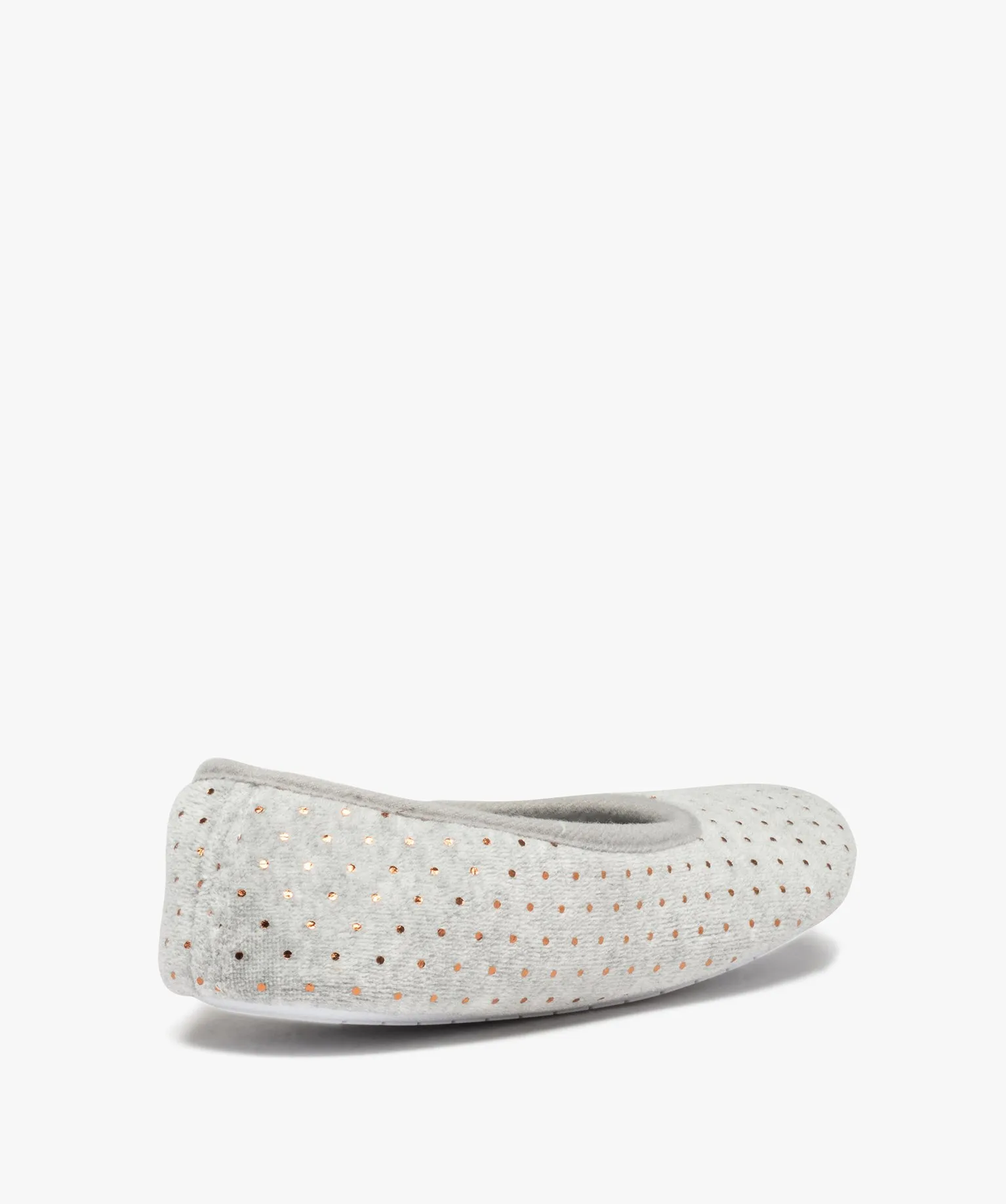 chaussons femme ballerines en velours a pois metallises gris