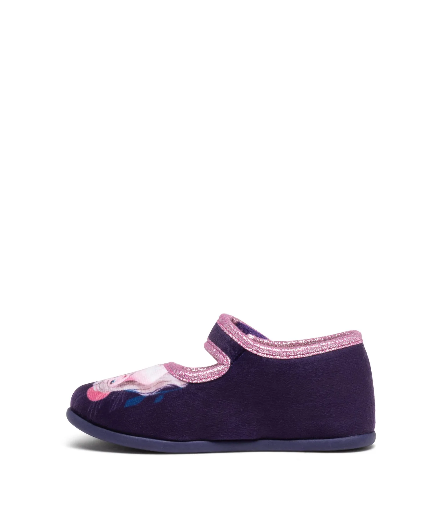 chaussons fille ballerines a scratch et en velours la reine des neiges - disney violet