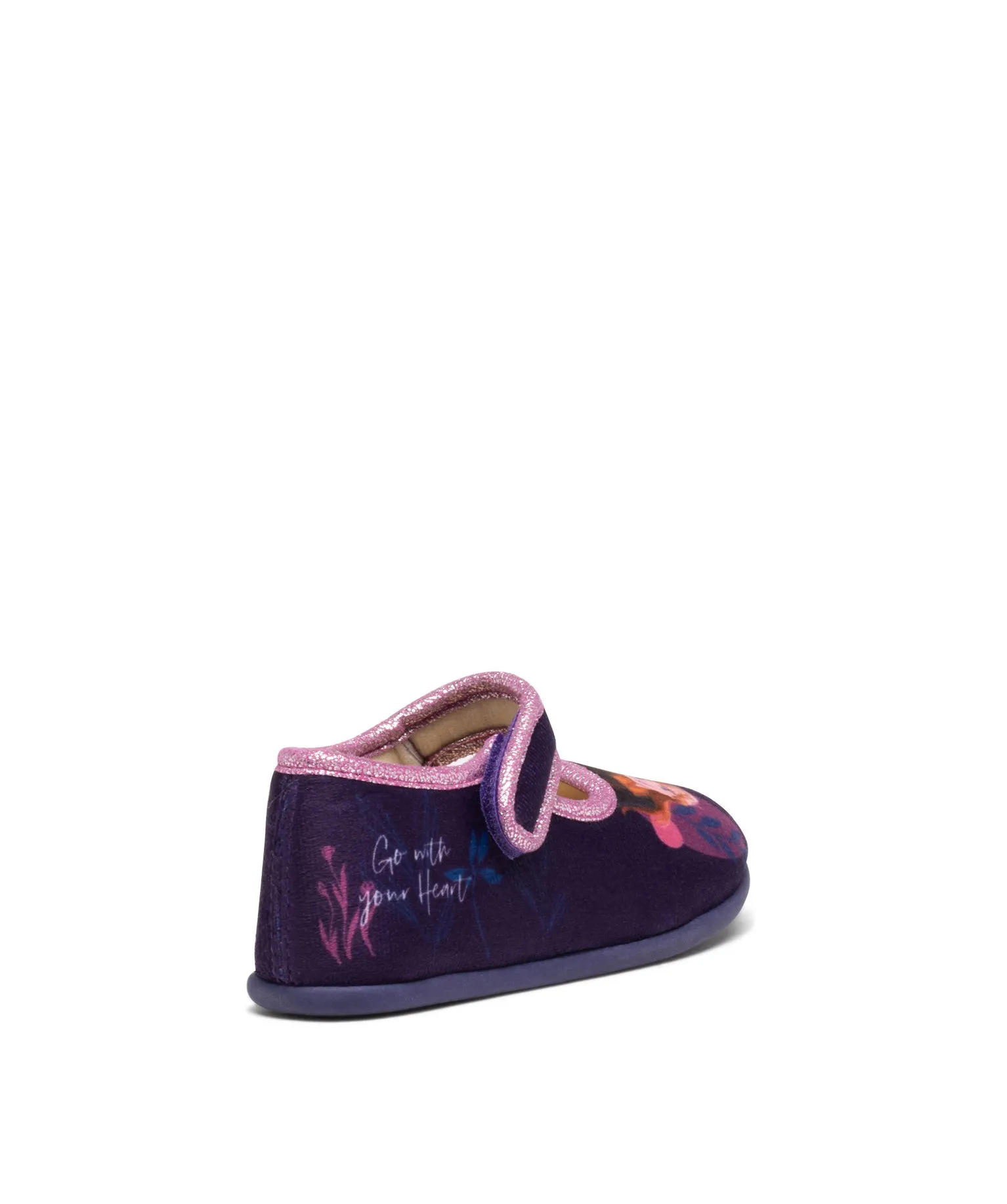 chaussons fille ballerines a scratch et en velours la reine des neiges - disney violet