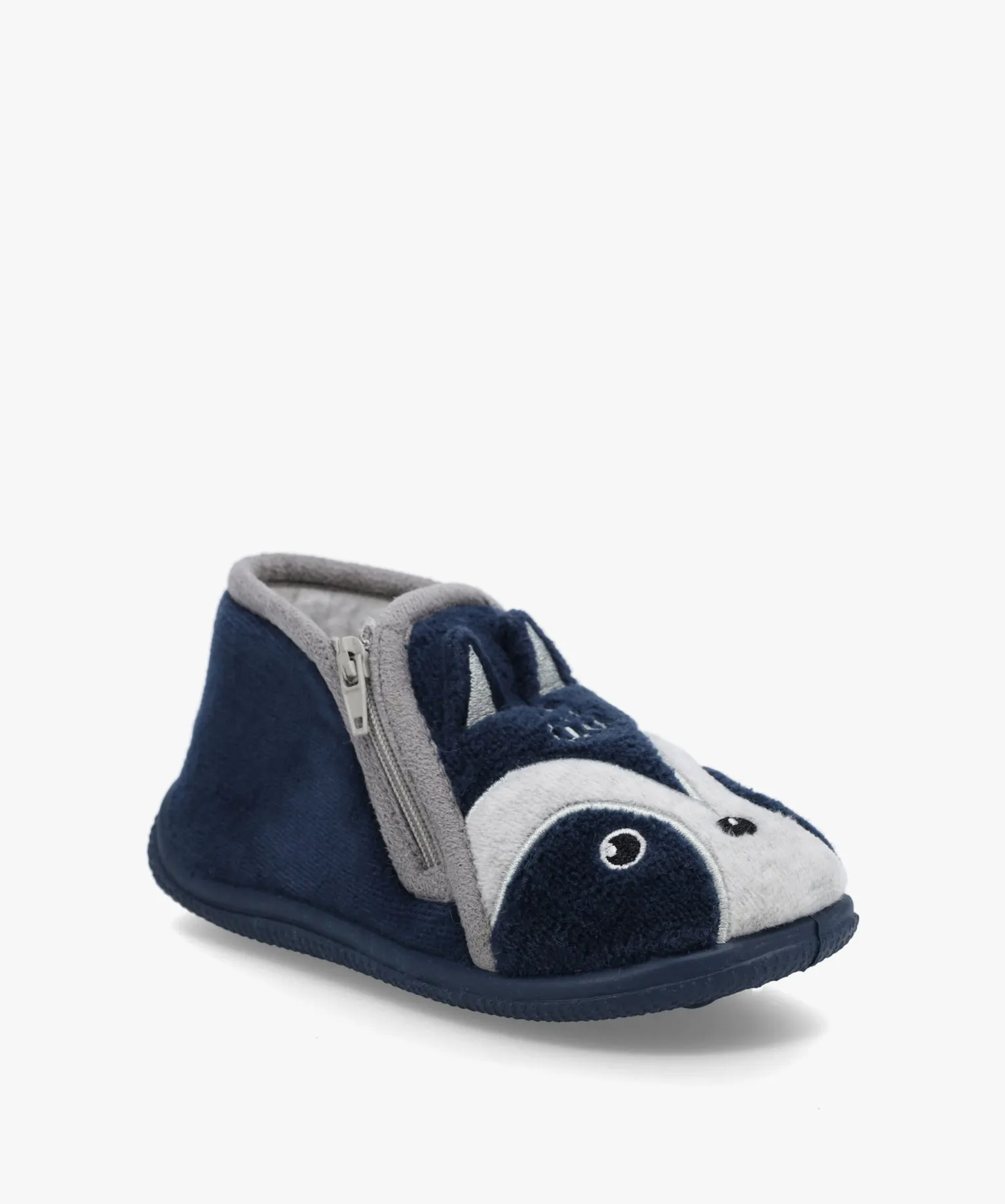 chaussons garcon bottillons en velours raton-laveur bleu