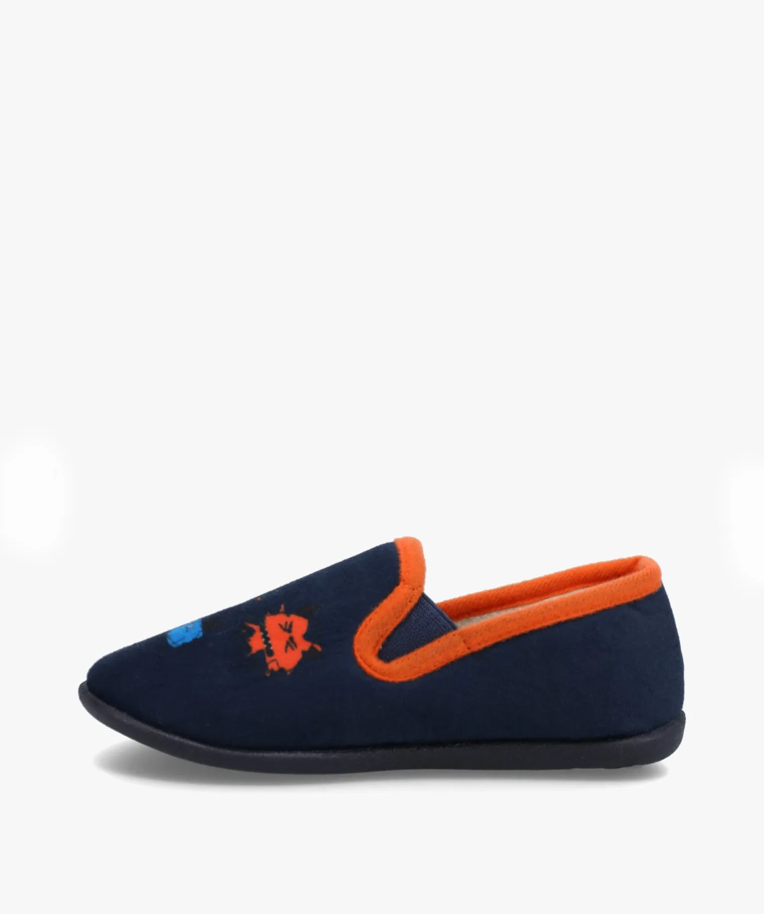 chaussons garcon en velours ras imprimes monstres bleu