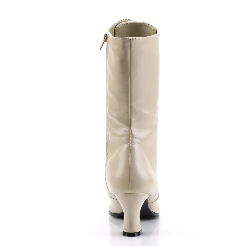 Chaussure victorienne rétro beige à lacets pour femme - petite taille 35 1/2 en Promo