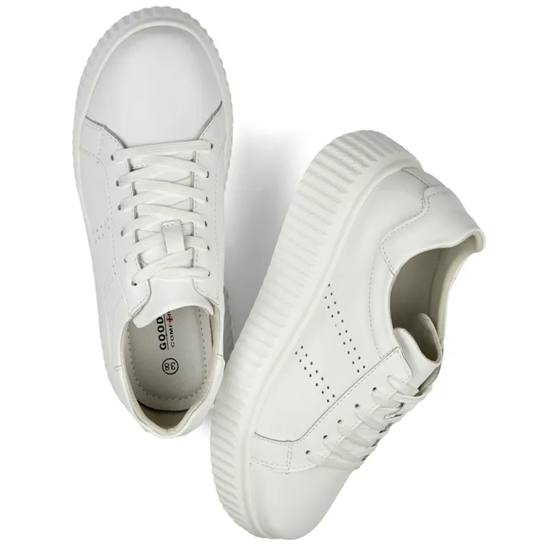 Chaussures de sport blanches pour femmes en cuir naturel, chaussures en cuir pour femmes