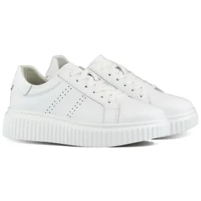 Chaussures de sport blanches pour femmes en cuir naturel, chaussures en cuir pour femmes