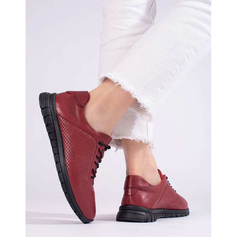 Chaussures de sport en cuir bordeaux de T.Sokolski rouge