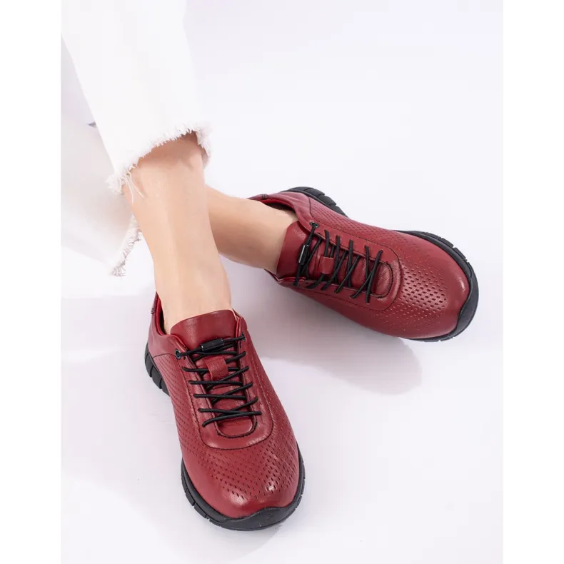 Chaussures de sport en cuir bordeaux de T.Sokolski rouge