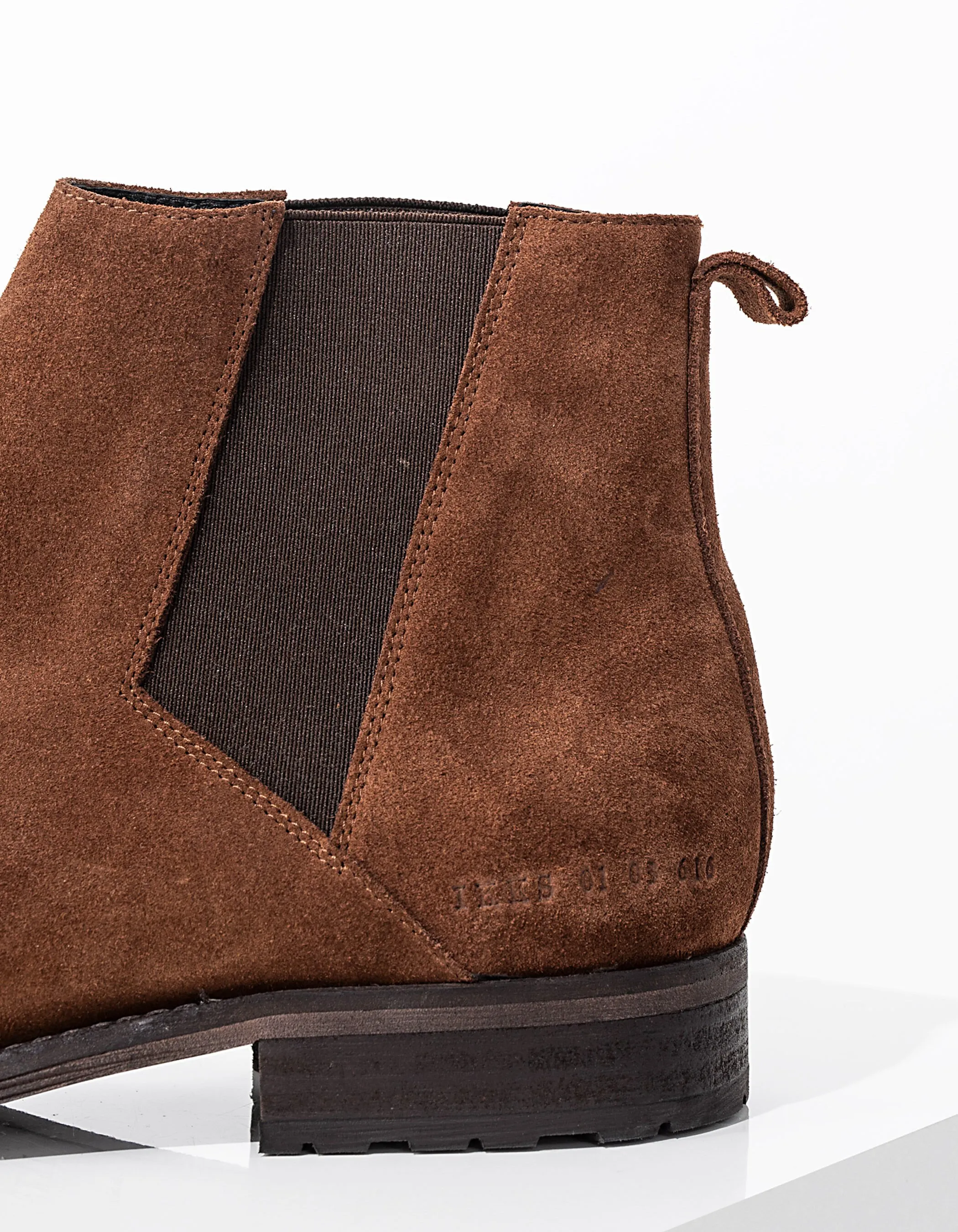 Chelsea boots cognac en cuir velours Homme