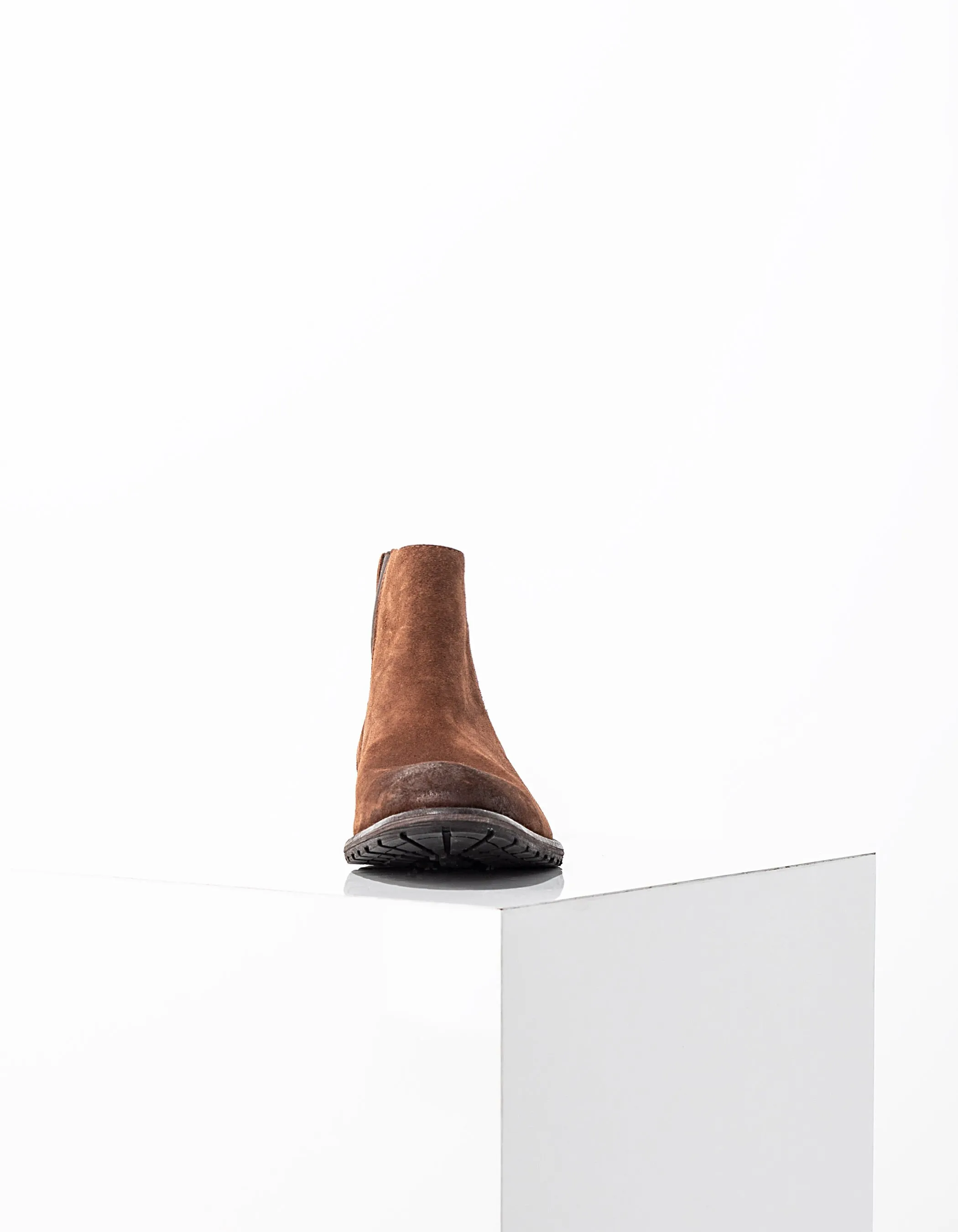 Chelsea boots cognac en cuir velours Homme