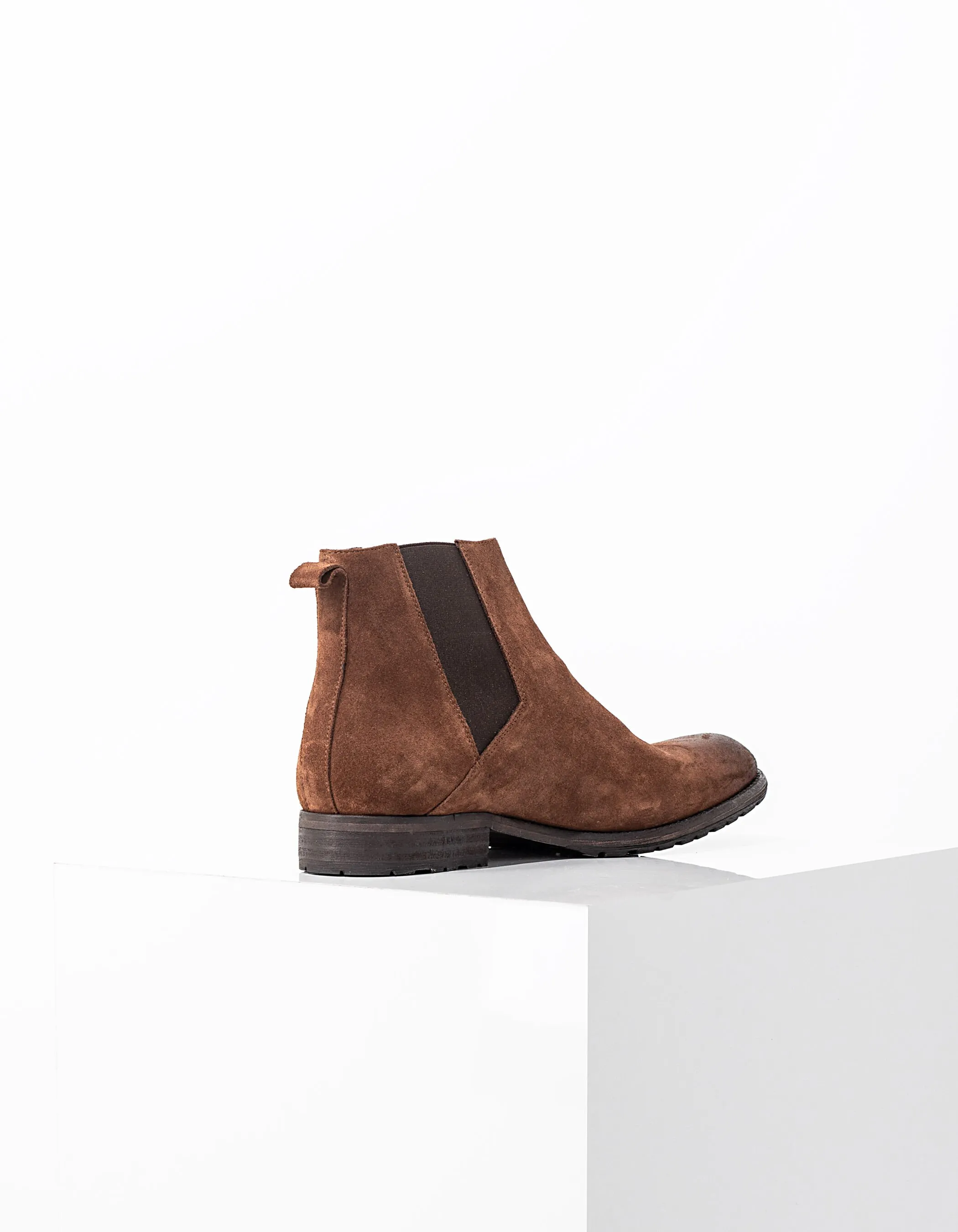 Chelsea boots cognac en cuir velours Homme