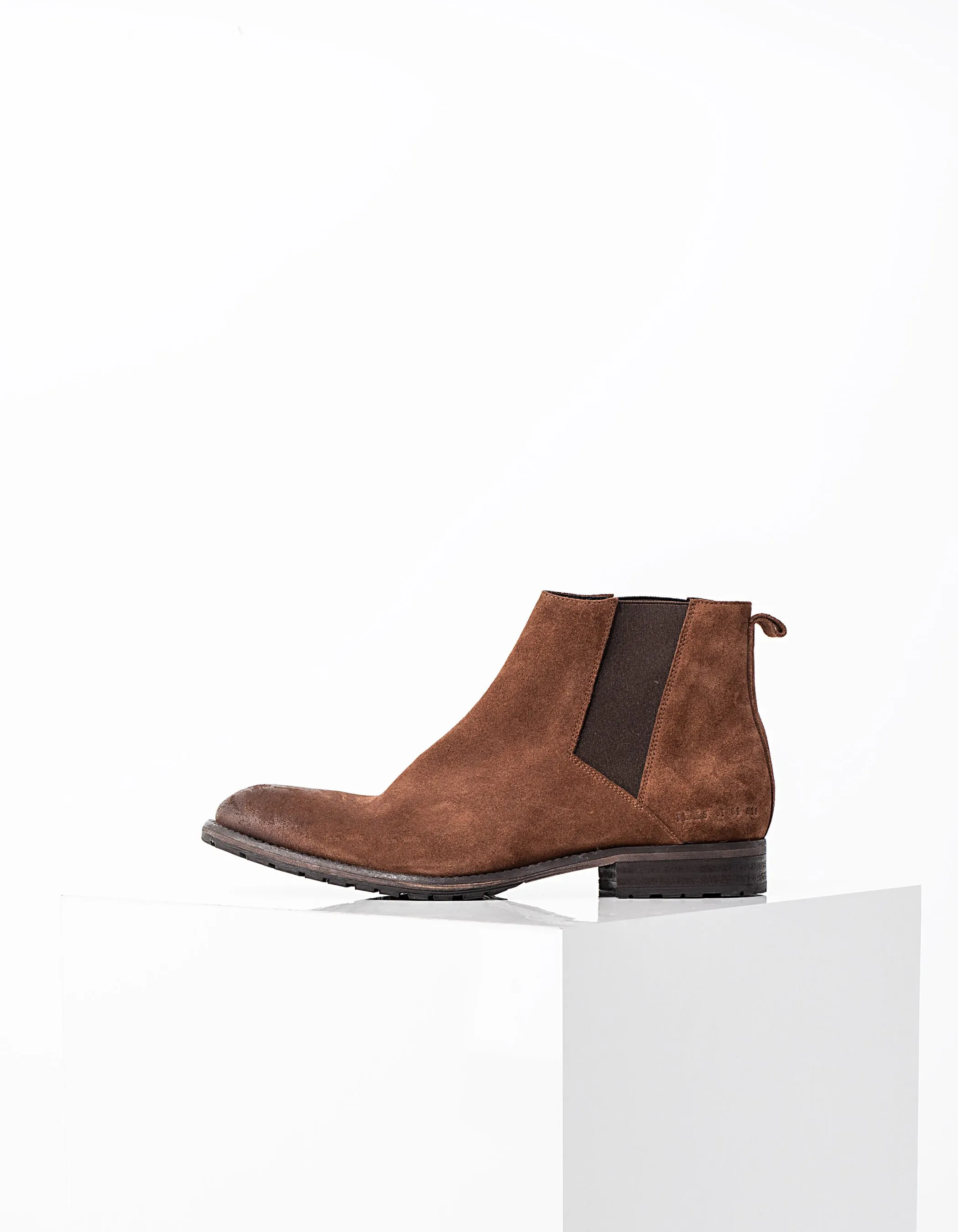 Chelsea boots cognac en cuir velours Homme